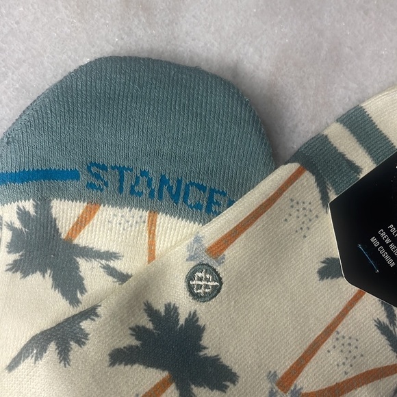 Stance sock Kids casual cream green palm tree Wade Collection Crew Socks size YL - Picture 3 of 5
